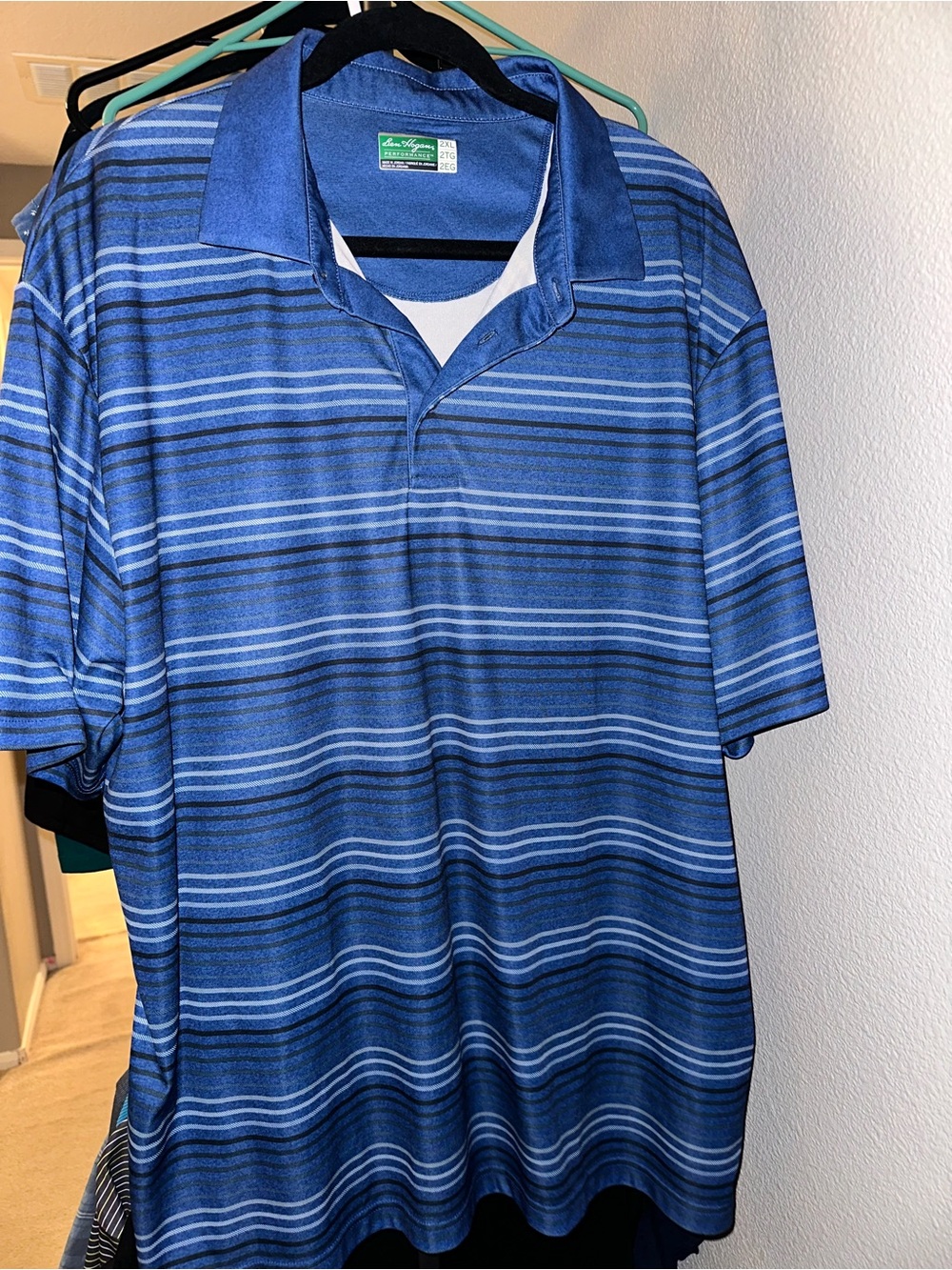 Performance Men's Blue Striped Polo Shirt